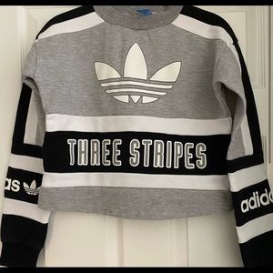 Adidas Cropped Trefoil Three Stripes Sweatshirt